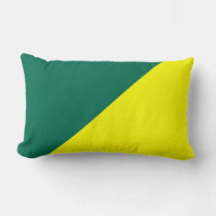 Yellow & Bangladesh Green Solid Colour Background Lumbar Cushion