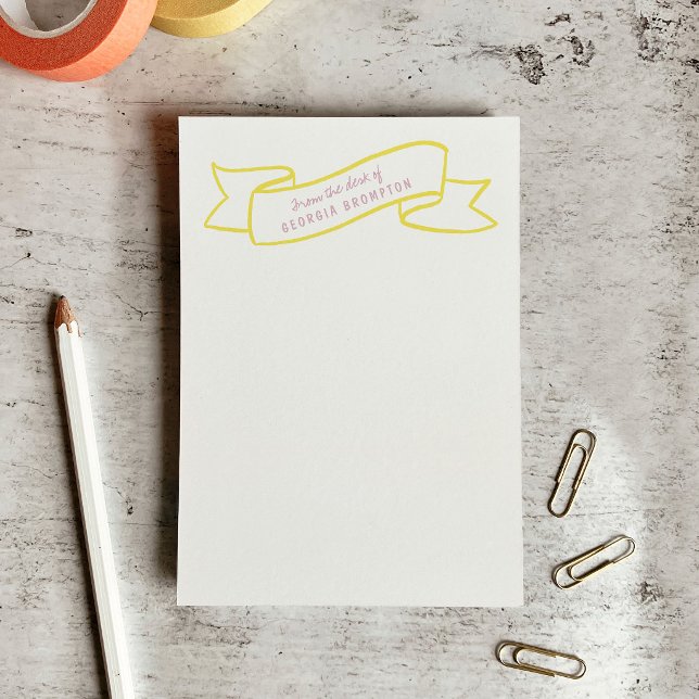 Yellow Banner Violet Purple Personalised Name Post-it Notes (Yellow Banner Violet Purple Personalized Name Post-it Notes)