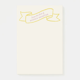 Yellow Banner Violet Purple Personalized Name Post-it Notes