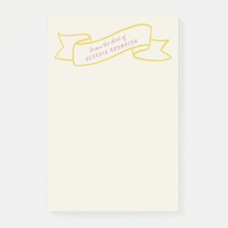 Yellow Banner Violet Purple Personalized Name Post-it Notes