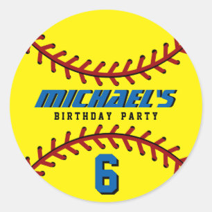 Yellow Baseball Sticker Sports Kids Birthday Party