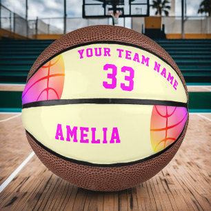 Yellow Basket Ball Girl Player Name Team Number  Mini Basketball
