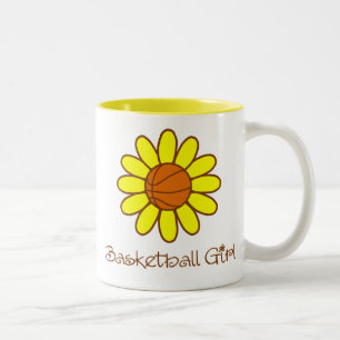 Yellow Basketball Girl Two-Tone Coffee Mug
