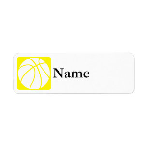 Yellow basketball return address label