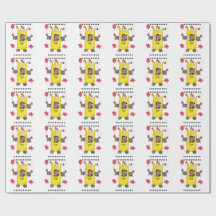 Yellow Bat Monster Birthday Gift Wrapping Paper