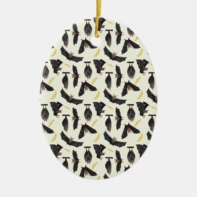 yellow bats ceramic tree decoration (Front)