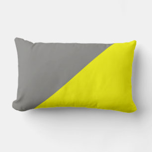 Yellow & Battleship grey Solid Colour Background Lumbar Cushion