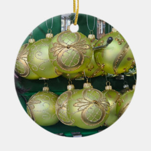 Yellow baubles up close Christmas tree ornament