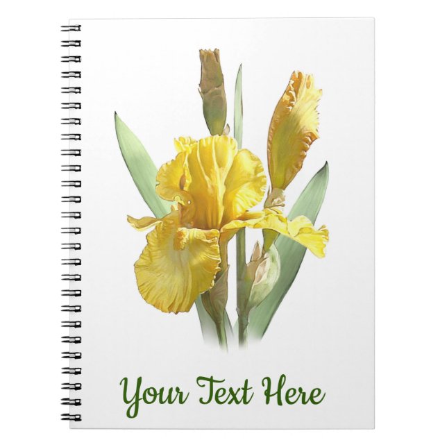 Yellow Bearded Iris Flower Notebook (Front)