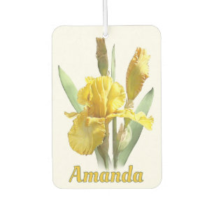 Yellow Bearded Iris Flower Personalised Car Air Freshener