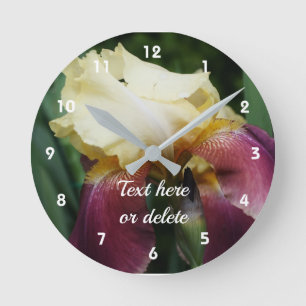 Yellow Bearded Iris Flower Personalised Round Clock