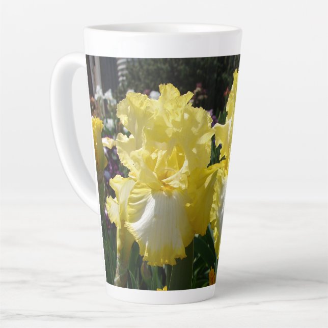 Yellow Bearded Iris Irises Flowers floral Latte Mug (Left Angle)