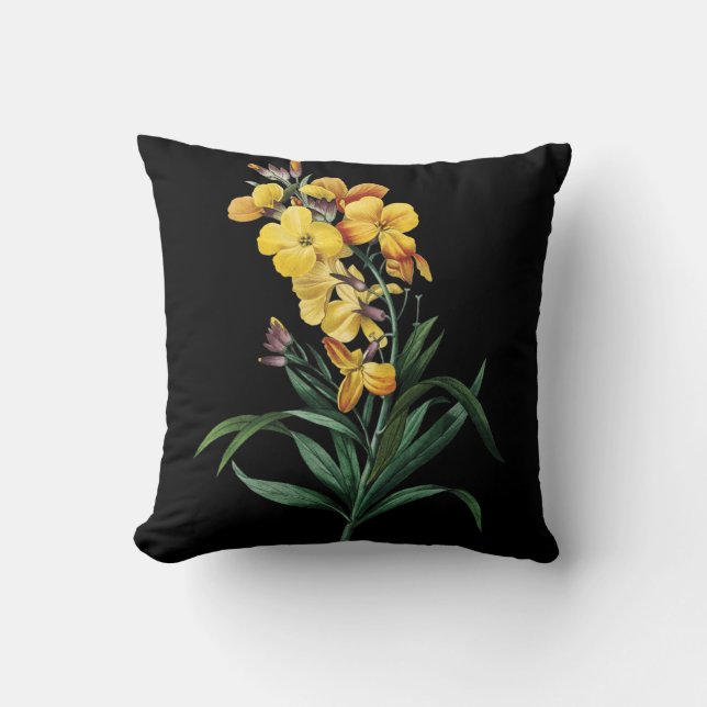 yellow beautiful flower black pillow (Front)