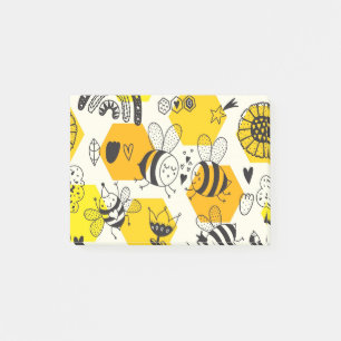 Yellow Bee and Rainbow Design Post-it Notes