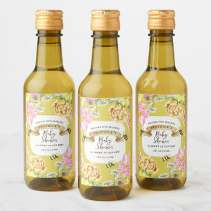 Yellow Bee and Wildflower Baby Shower Favours Wine Label