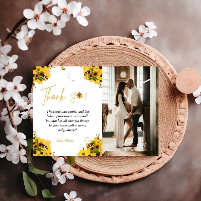 Yellow Bee baby shower theme   thank you card (Creator Uploaded)