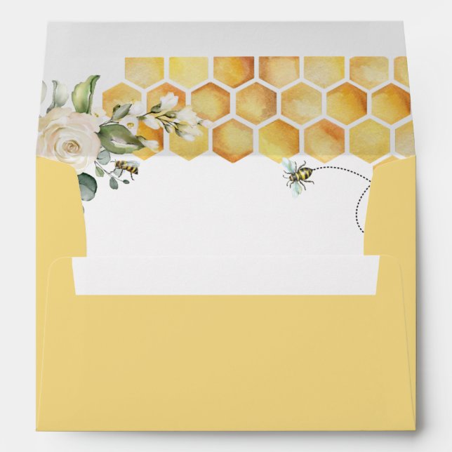 Yellow bee elegant wedding envelope (Back (Bottom))