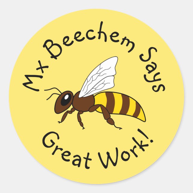 Yellow Bee Great Work Stickers (Front)