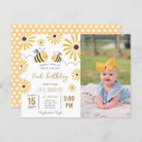 Yellow Bee Sunflower Virtual 2nd Birthday Photo