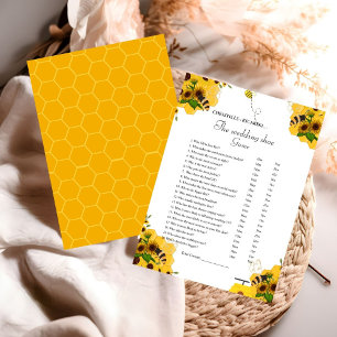 Yellow Bee Wedding shoe game party game Card