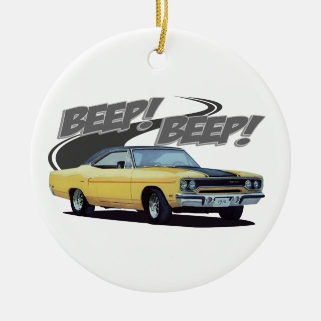 yellow Beep Beep Ceramic Ornament (Front)