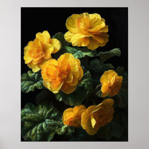 Yellow Begonia Flowers Art Print Poster