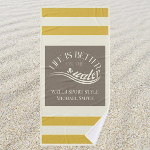 Yellow beige striped water sports SUP sailing Bath Towel