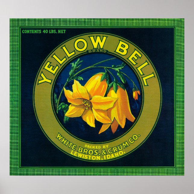 Yellow Bell Apple Crate LabelLewiston, ID Poster (Front)