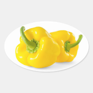 Yellow bell peppers oval sticker