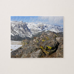 Yellow-Bellied Marmot Gazing at Rocky Mountains Jigsaw Puzzle