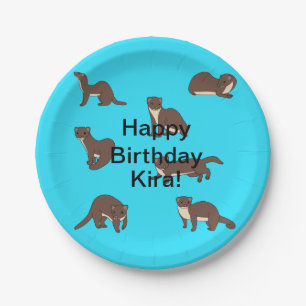 Yellow bellied Weasels Birthday Paper Plate