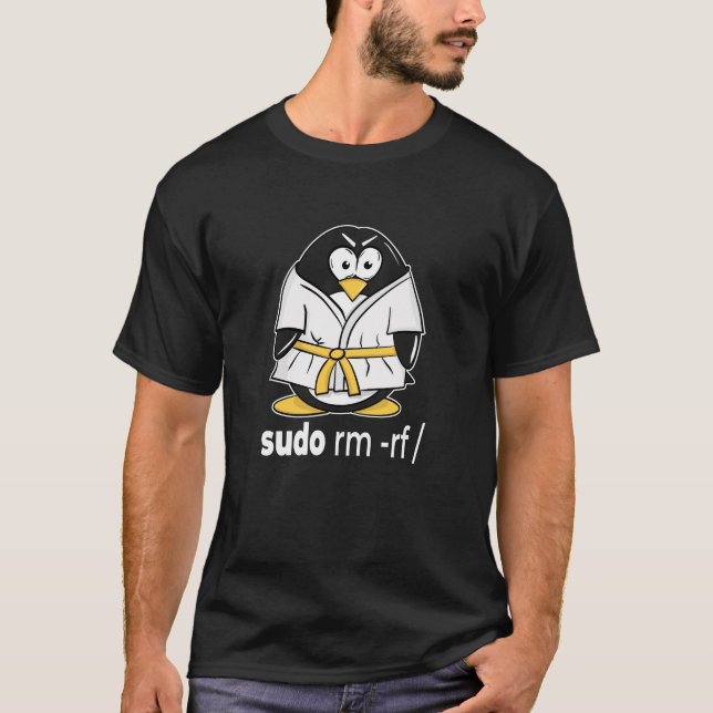 Yellow belt ninja linux penguin sudo rm -rf T-Shirt (Front)