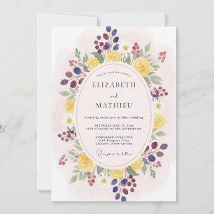 Yellow Berry Botanical Flourish Wedding Invitation