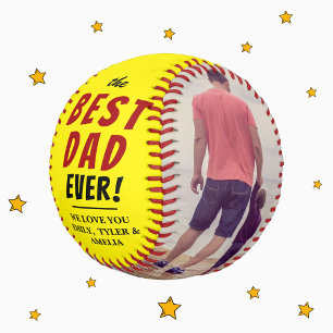 Yellow Best Dad Ever 2 Photo Collage Softball