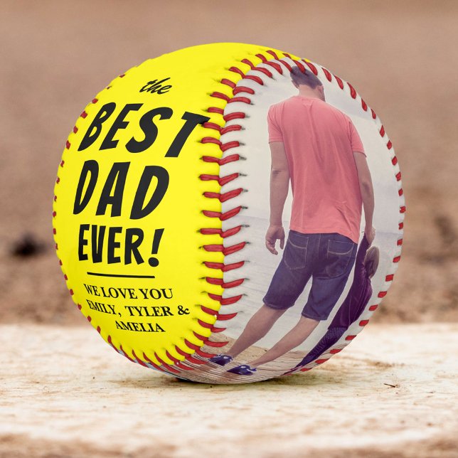 Yellow Best Dad Ever 2 Photo Collage  Softball (Creator Uploaded)