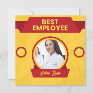 Yellow Best Employee Of The Month Award Card