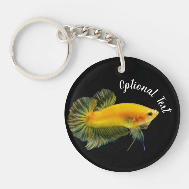 Yellow Betta Fighting Fish Key Ring (Front)
