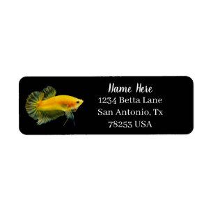 Yellow Betta Fighting Fish Return Address Label