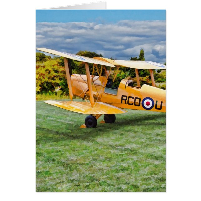 Yellow Bi Plane - cream Background (Front)