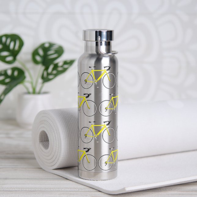Yellow Bicycle Design Water Bottle (Yoga)