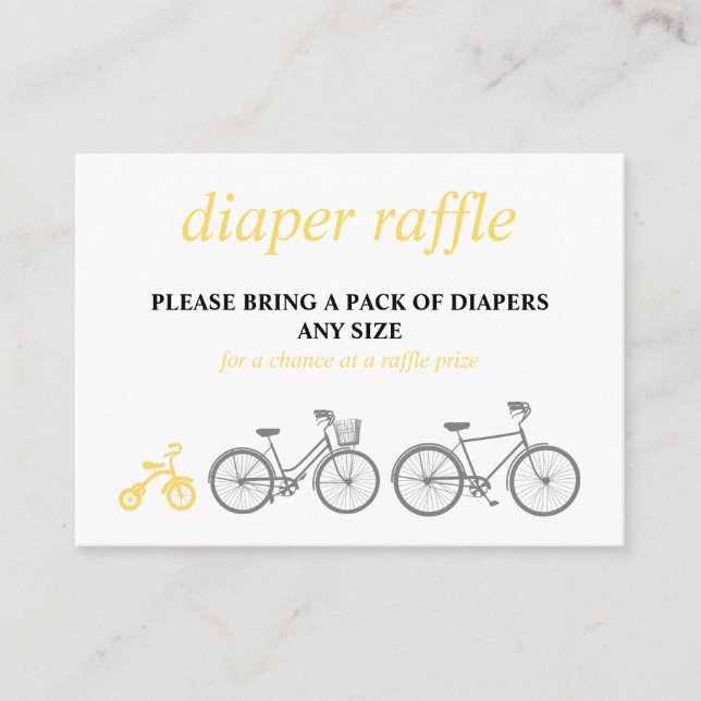 Yellow Bicycle Diaper Raffle Enclosure Card (Front)