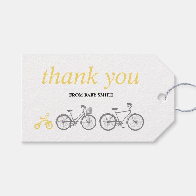 Yellow Bicycle Gift Tags (Front (Horizontal))