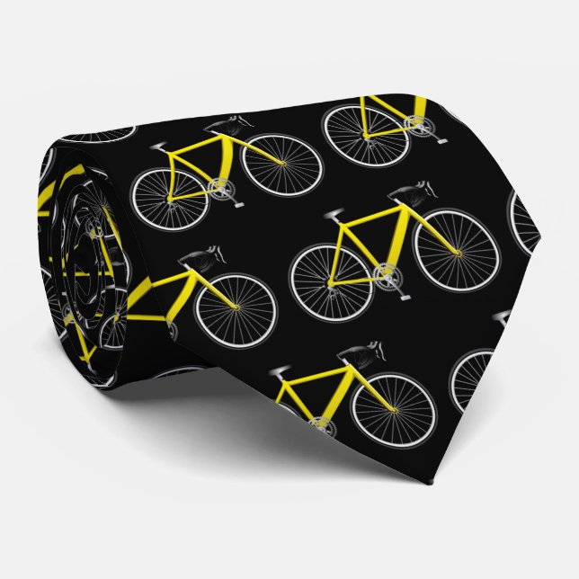 Yellow bicycle on black tie (Rolled)