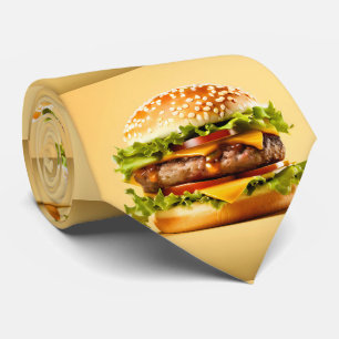 Yellow Big Hamburger Tie - Humourous Necktie