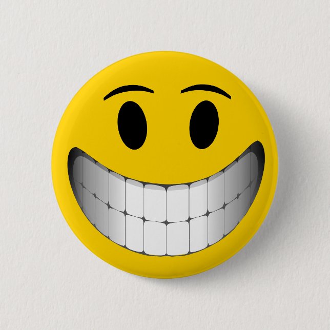 Yellow Big Smile Face 6 Cm Round Badge (Front)