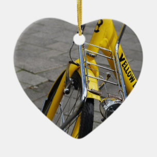 Yellow Bike Amsterdam Ceramic Ornament