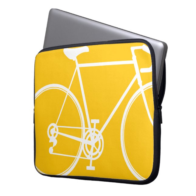 Yellow bike design Laptop Sleeve (Front Left)