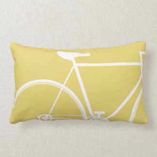 Yellow bike throw pillow
