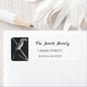 Yellow Billed Hornbill, Kalahari Animal Return Address Label