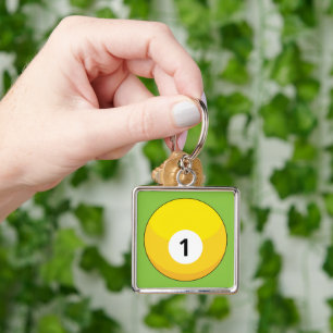 Yellow Billiard Ball Number One Key Ring
